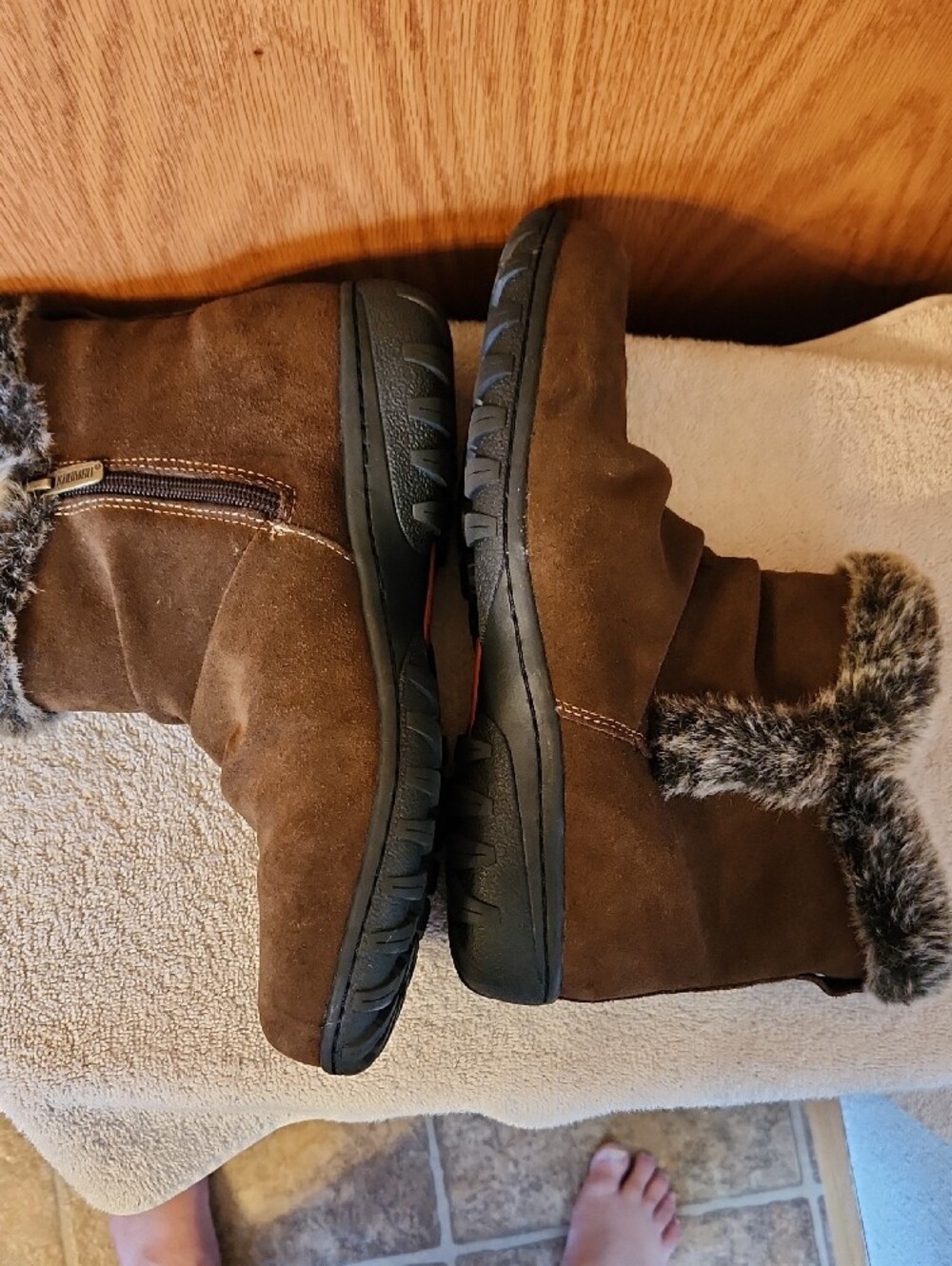 Khombu Brown Faux-Fur Cuff Suede Ankle Boots - Picture 5 of 11